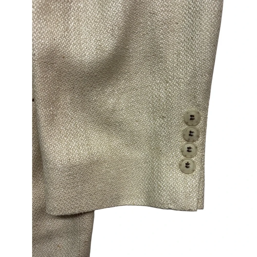 NEW vtg Barrington 46R Cream Ivory 100% Silk Blazer Jacket Sport Suit Coat Mens
